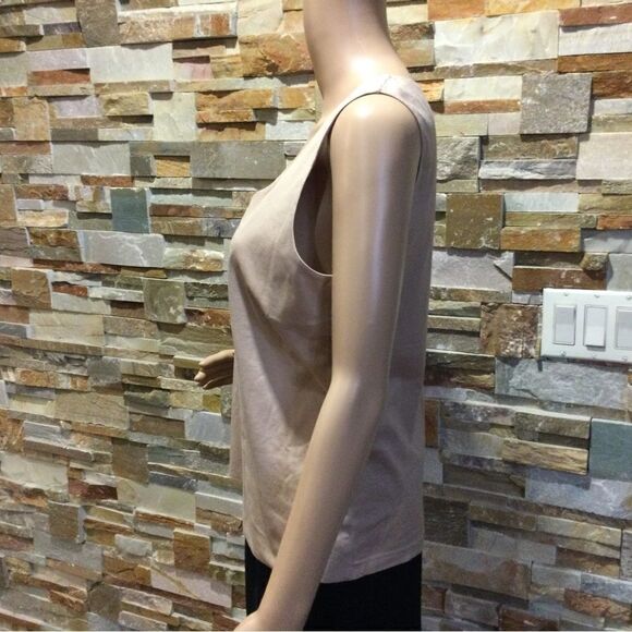Akris Tan Square Neck Sleeveless Tank Top - Picture 3 of 10